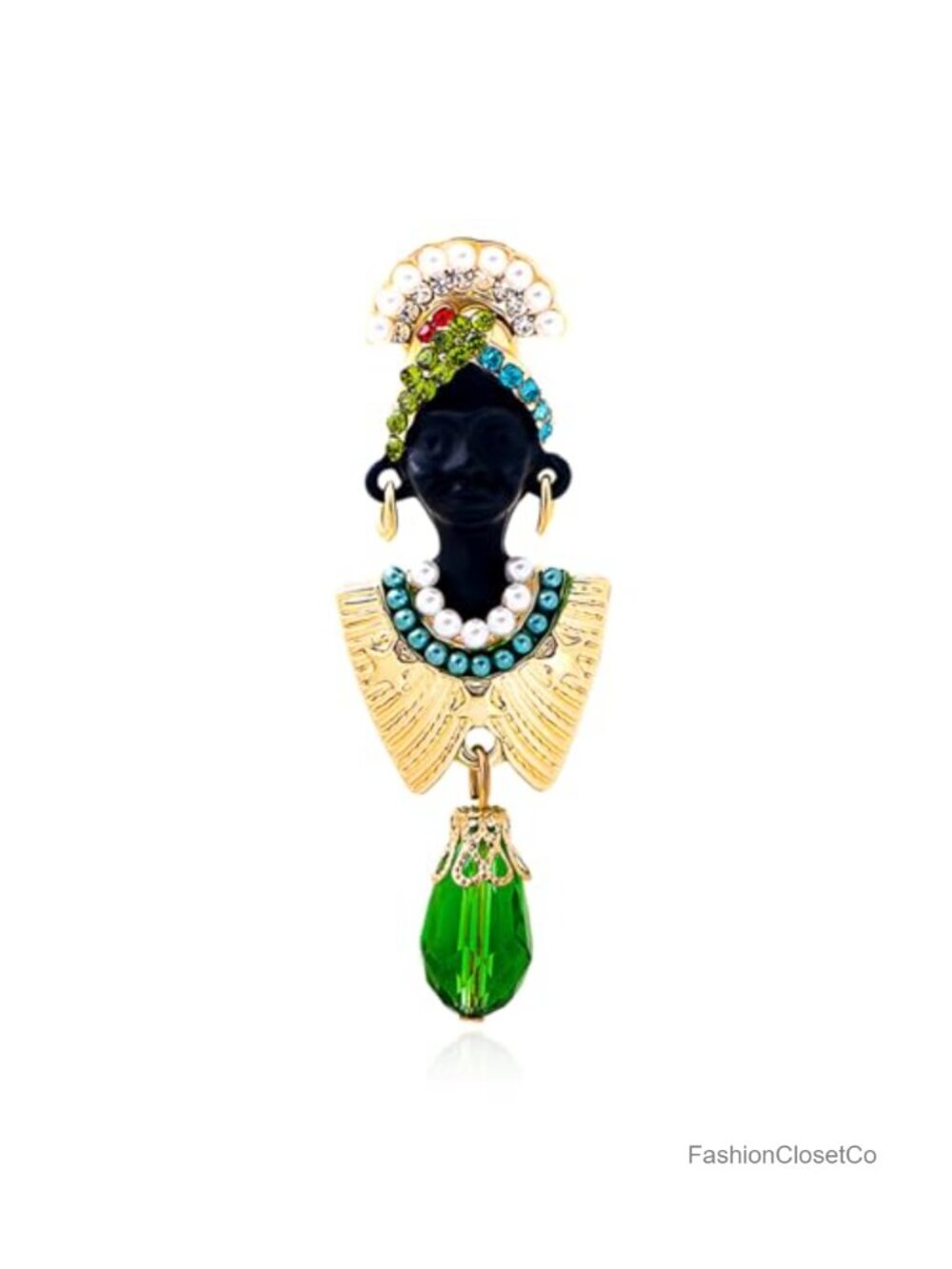 Vintage Rhinestone Crown Brooch Pin Gold-Tone Metal Women Men